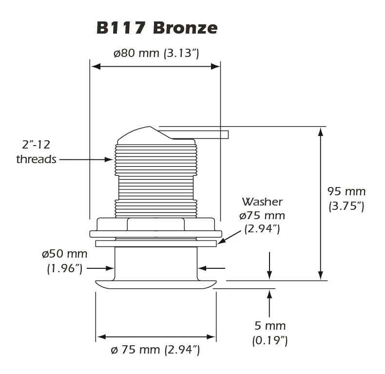 Airmar B117 50/200kHz Mix and Match Cable Bronze Low Profile Depth and Temperature Transducer - B117-DT-MM - Image 3