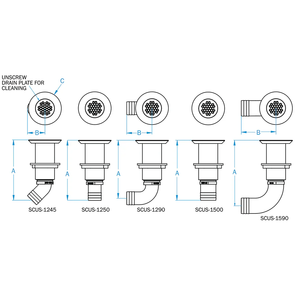 GROCO 1-1/4" Hose Barb Stainless 90 Degree Deck Drain [SCUS-1290] - Image 2