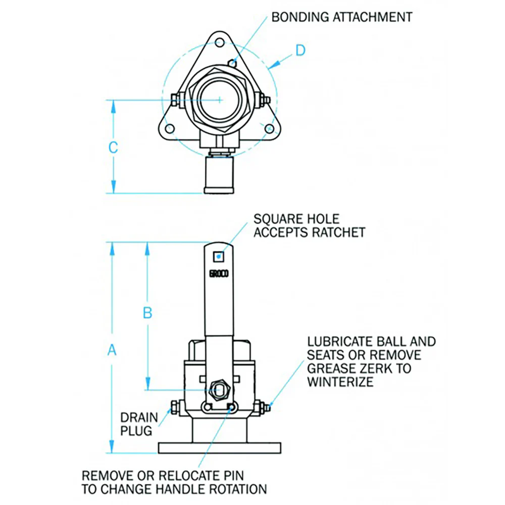 GROCO 2" Bronze Tri-Flanged Ball Valve/Seacock [FBV-2000] - Image 2