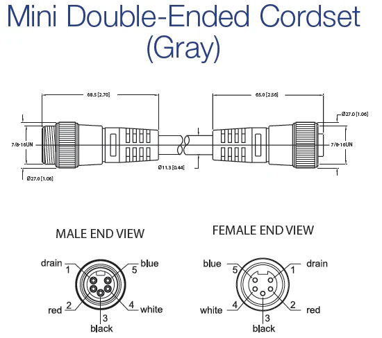 Maretron Mini Double-Ended Cordset - M to F - 6m (gray) NM-NG1-NF-06.0 - Image 2