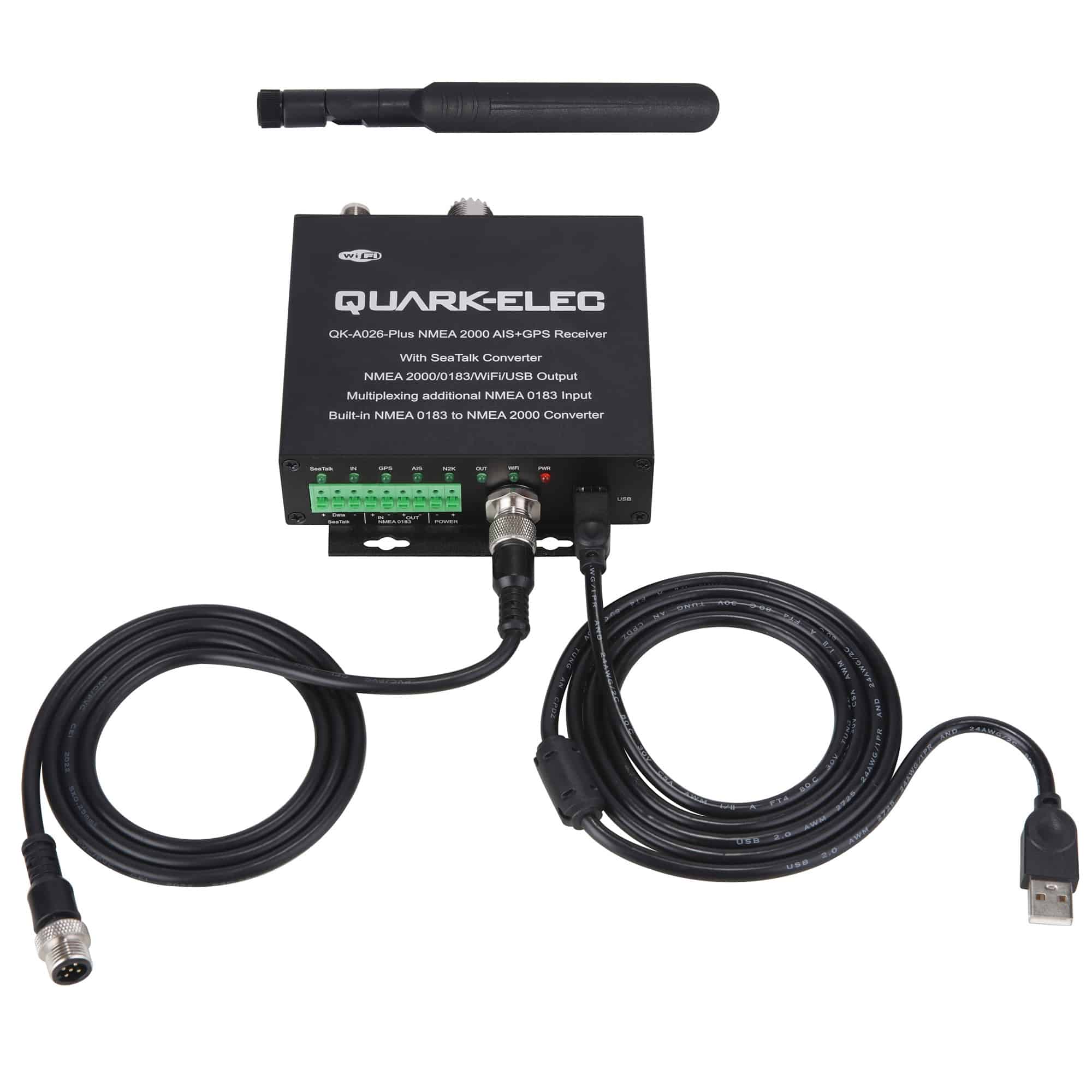 Quark-Elec NMEA 2000 AIS Receiver with NMEA Multiplexer + N2K Converter + WiFi + GPS - QK-A026+