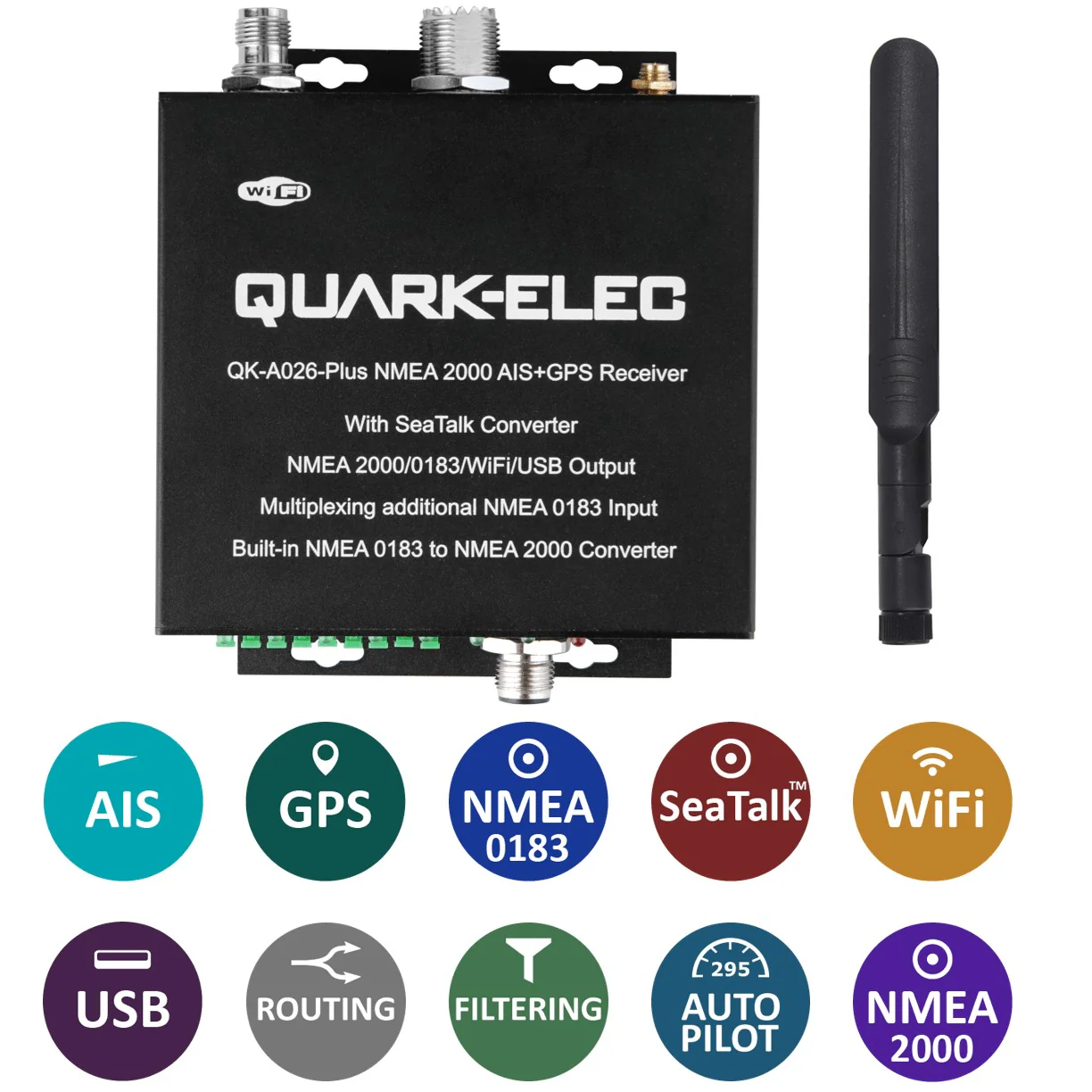 Quark-Elec NMEA 2000 AIS Receiver with NMEA Multiplexer + N2K Converter + WiFi + GPS - QK-A026+ - Image 2