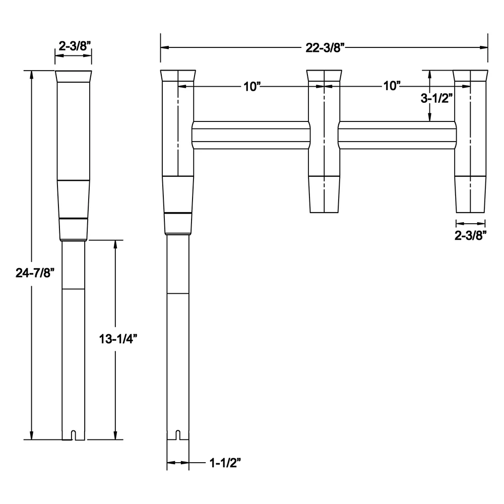 TACO Deluxe Trident Rod Holder Cluster Offset [F31-0781BXY-1] - Image 2