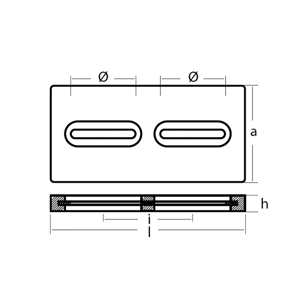 Tecnoseal Rectangular Zinc Plate Anode w/Inserts - 12" x 6" x 1" [TEC-DIVERSD] - Image 2