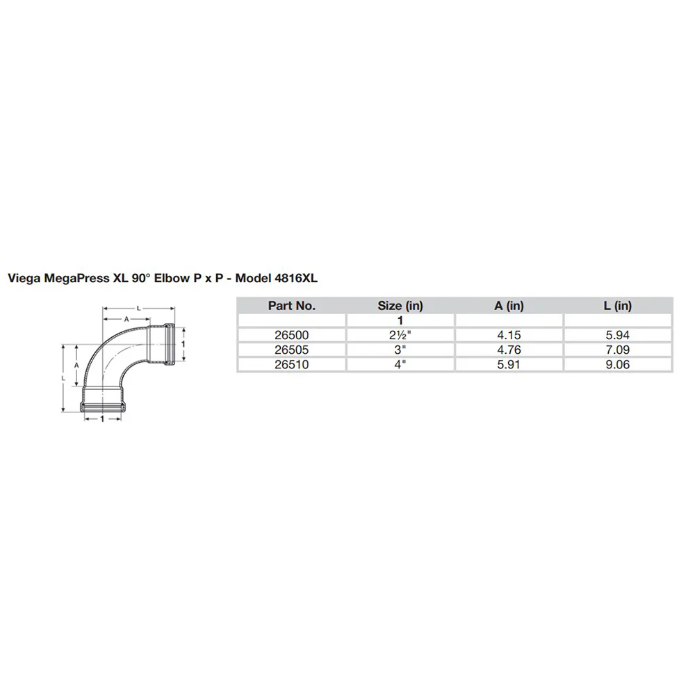 Viega MegaPress 2-1/2" 90 Carbon Steel Elbow w/FKM - Double Press Connection - Smart Connect Technology [26500] - Image 2