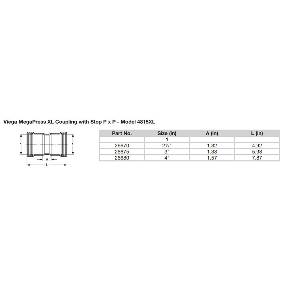 Viega MegaPress 2-1/2" Carbon Steel Coupling w/Stop w/FMK Double Press Connection - Smart Connect Technology [26670] - Image 2