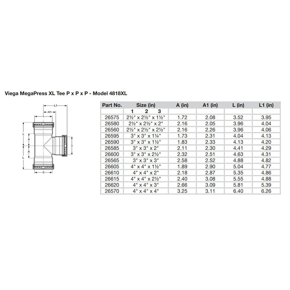 Viega MegaPress 2-1/2" Carbon Steel Tee w/FKM - Triple Press Connection - Smart Connect Technology [26560] - Image 2