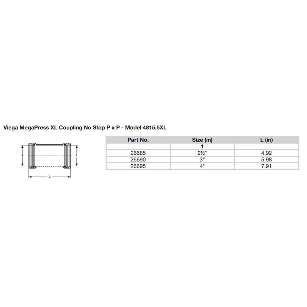 Viega MegaPress 3" Carbon Steel Coupling w/o Stop w/FMK - Double Press Connection - Smart Connect Technology [26690] - Image 2