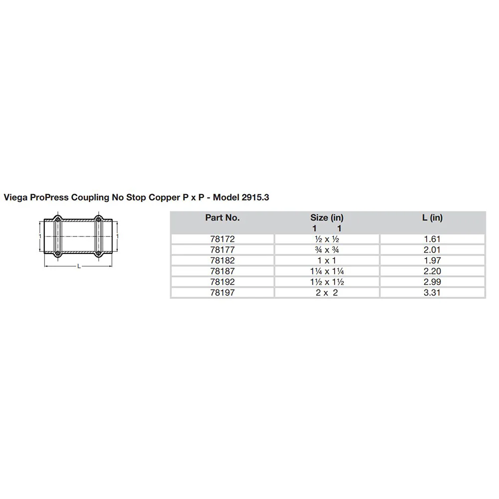 Viega ProPress 1-1/2" Copper Coupling w/o Stop - Double Press Connection - Smart Connect Technology [78192] - Image 2