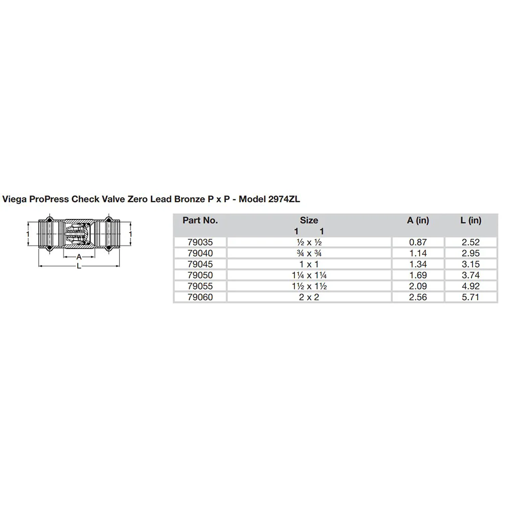 Viega ProPress 1-1/2" Zero Lead Check Valve - Double Press Connection - Smart Connect Technology [79055] - Image 2
