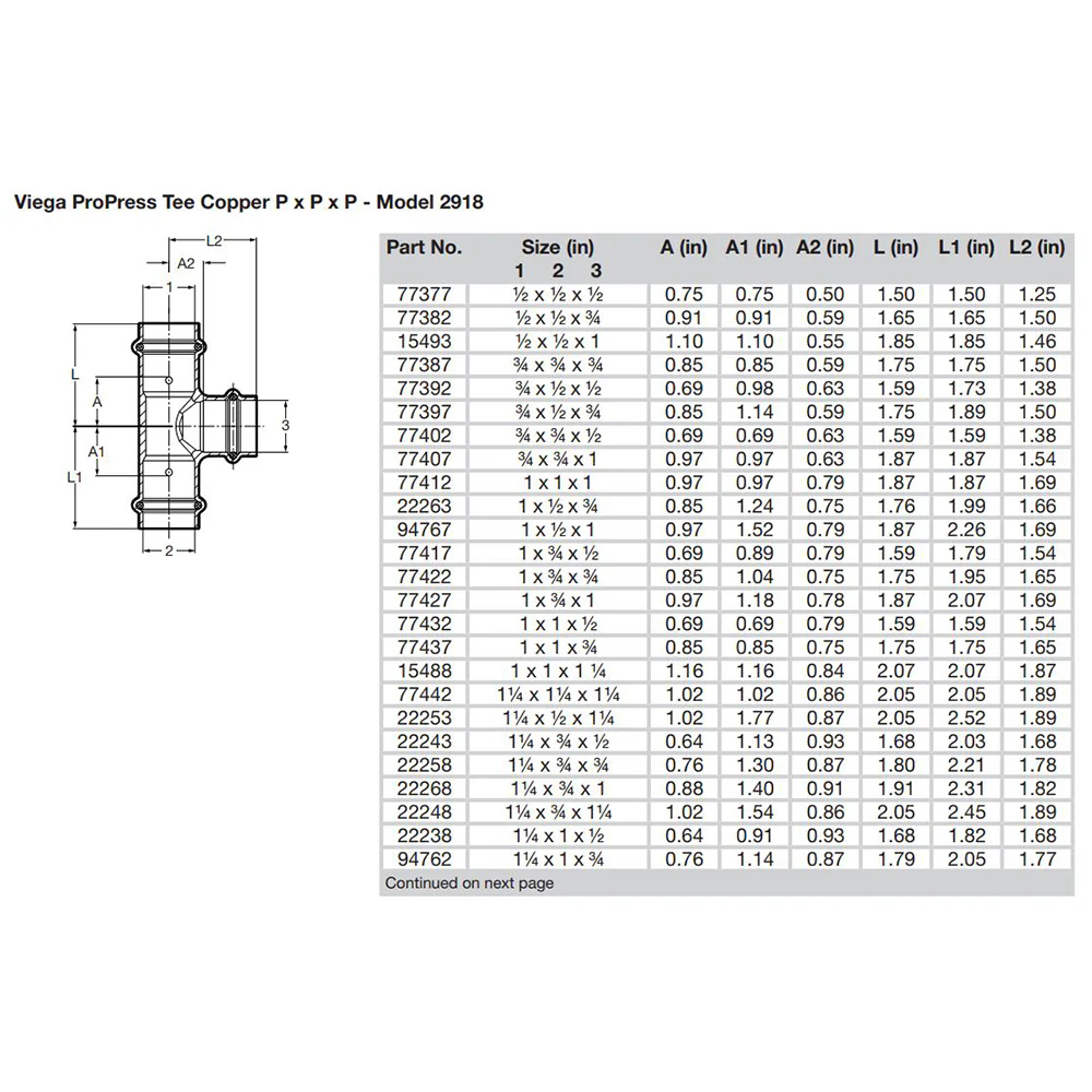 Viega ProPress 1-1/4" Copper Tee - Triple Press Connection - Smart Connect Technology [77442] - Image 2