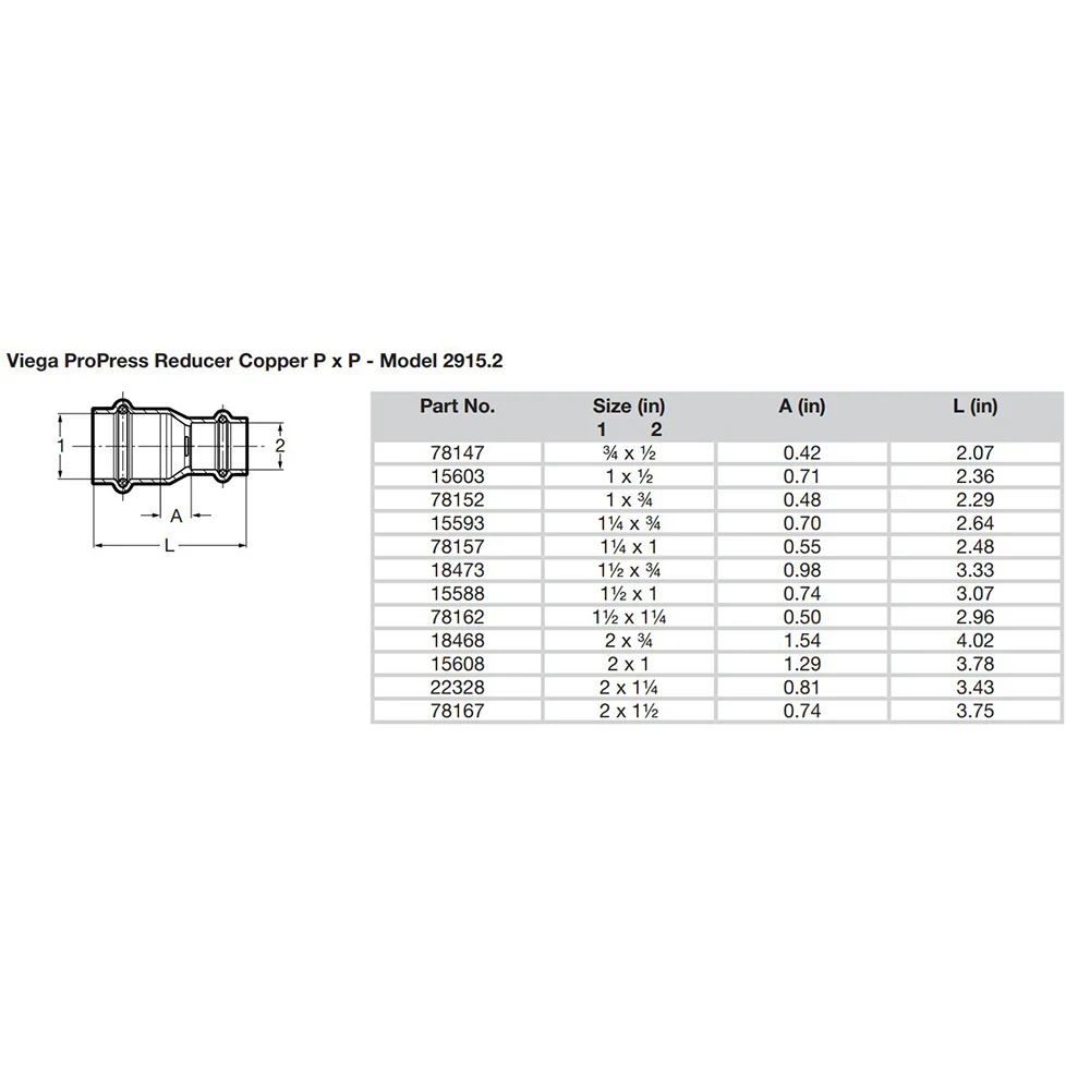 Viega ProPress 3/4" x 1/2" Copper Reducer - Double Press Connection - Smart Connect Technology [78147] - Image 2