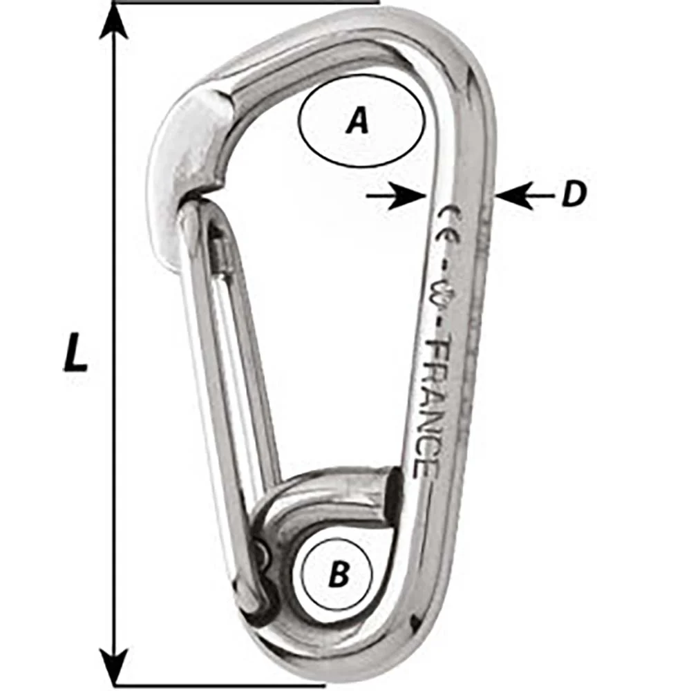 Wichard Asymmetric Carbine Hook - Length 60mm - 1/4" [2323W] - Image 2