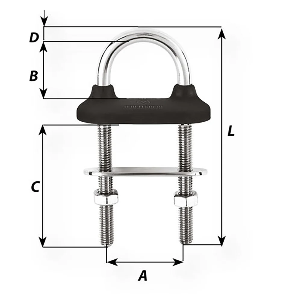 Wichard Black Watertight U-Bolt - 12mm Diameter - 15/32" - 130mm Length - 5-1/8" [65461W] - Image 2