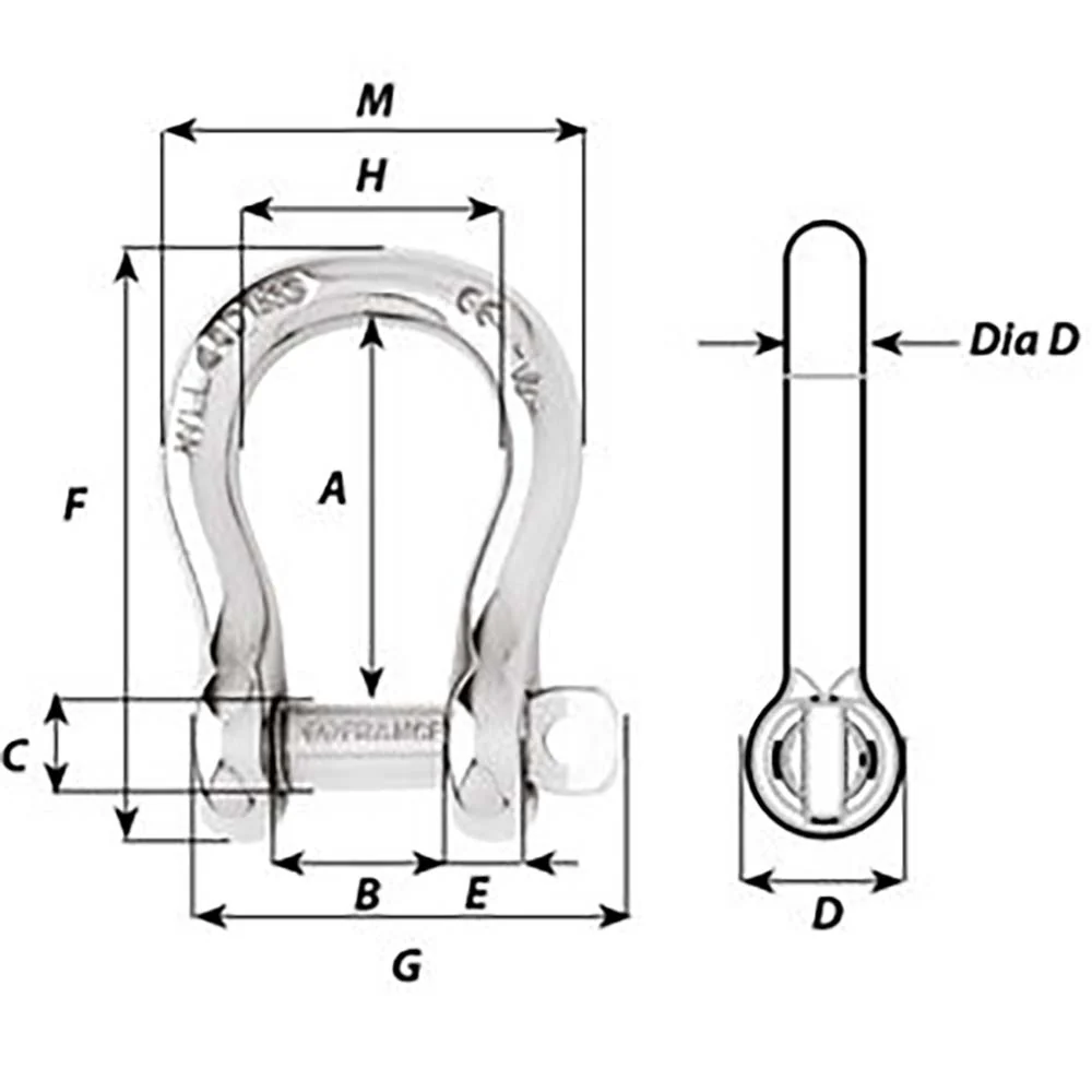 Wichard Captive Pin Bow Shackle - Diameter 5mm - 3/16" [1442W] - Image 2