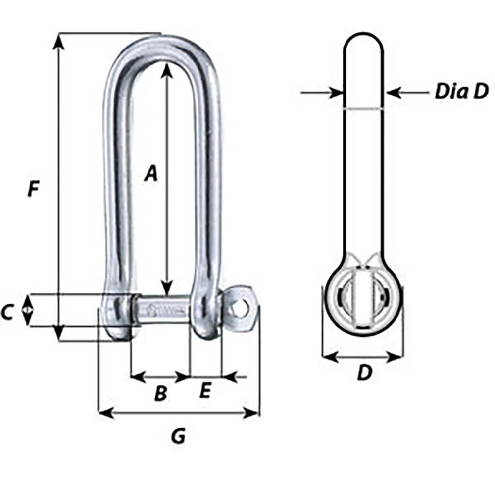 Wichard Captive Pin Long D Shackle - Diameter 4mm - 5/32" [1411W] - Image 2