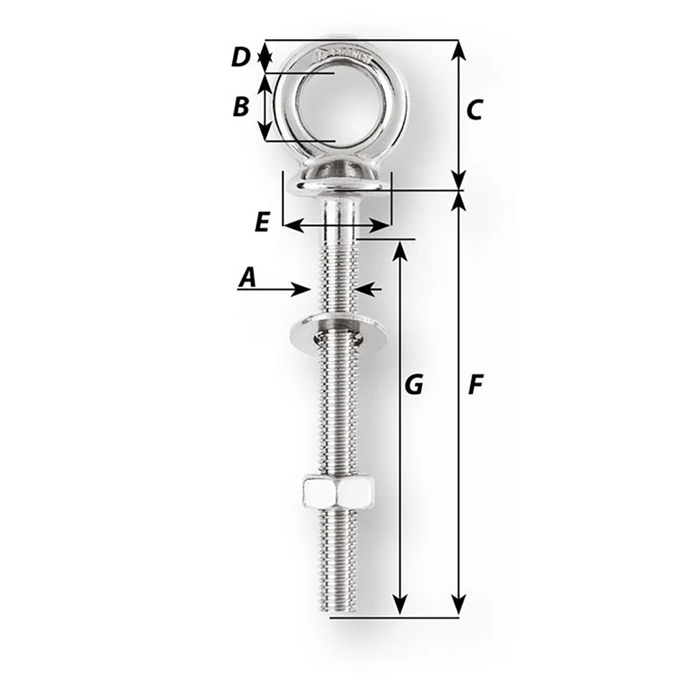 Wichard Eye Bolt - M10 x 150mm - Length 100mm [6495W] - Image 2