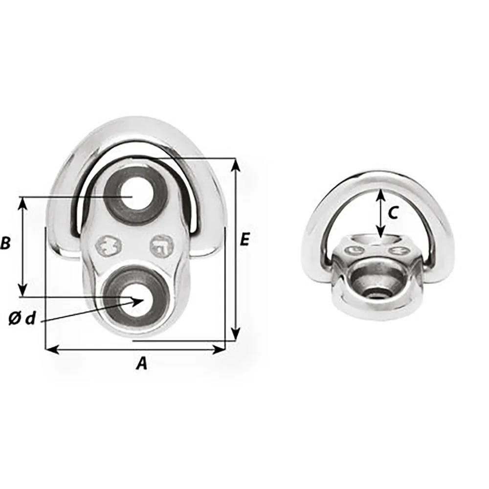 Wichard Folding Pad Eye - 6mm Diameter (15/64") - 2 Fixed Holes [6684W] - Image 2