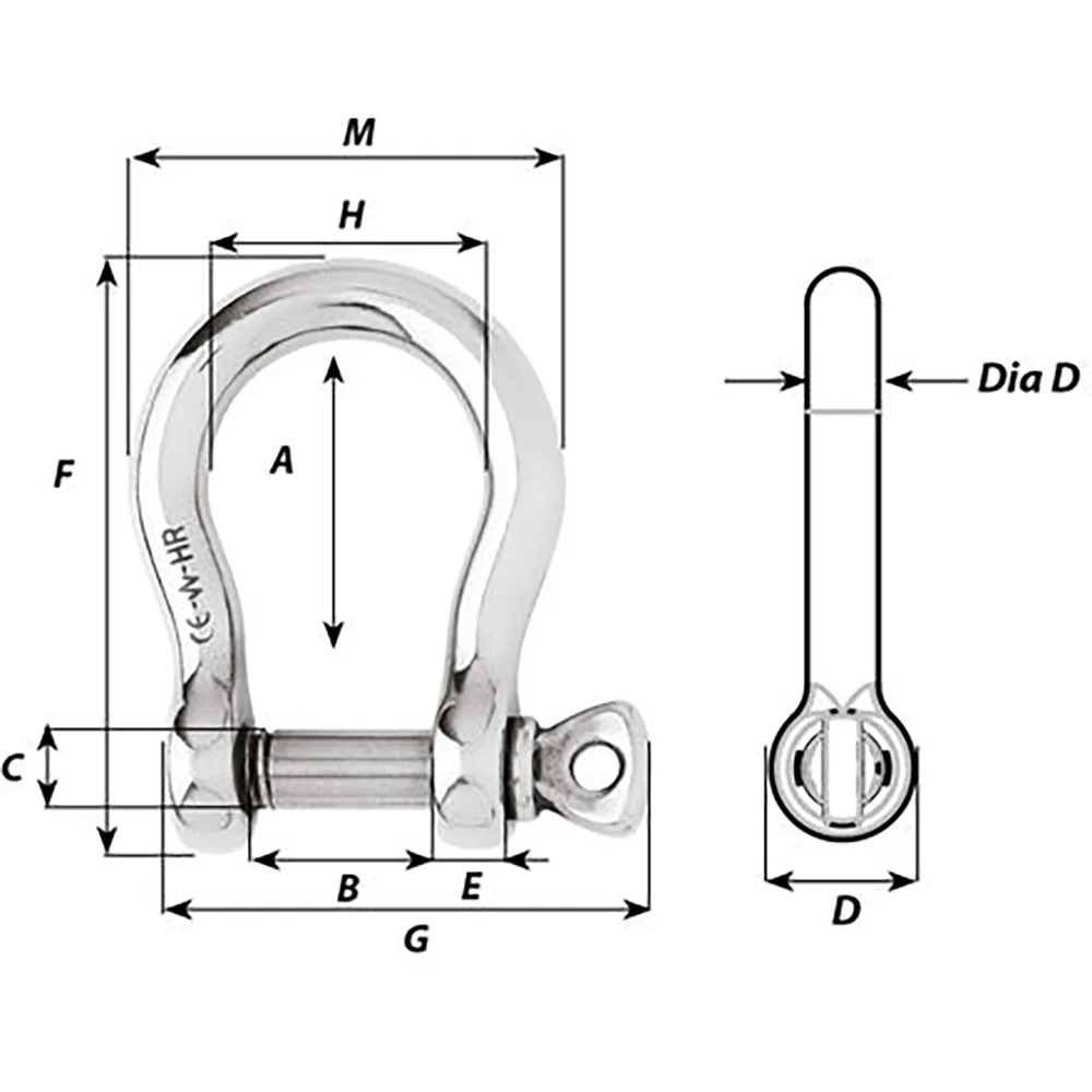 Wichard HR Bow Shackle - 8mm Pin Diameter [11244W] - Image 2