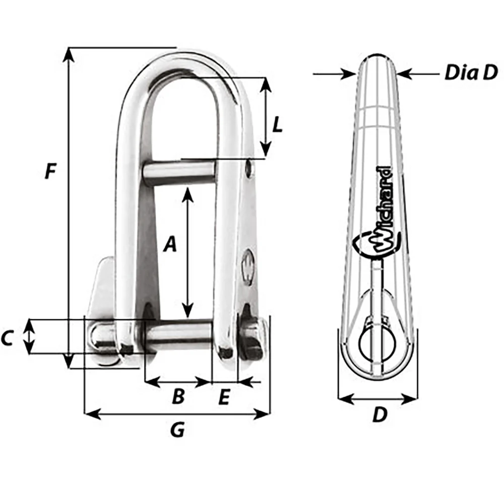 Wichard HR Key Pin Shackle With Bar - 5mm Pin Diameter [91432W] - Image 2
