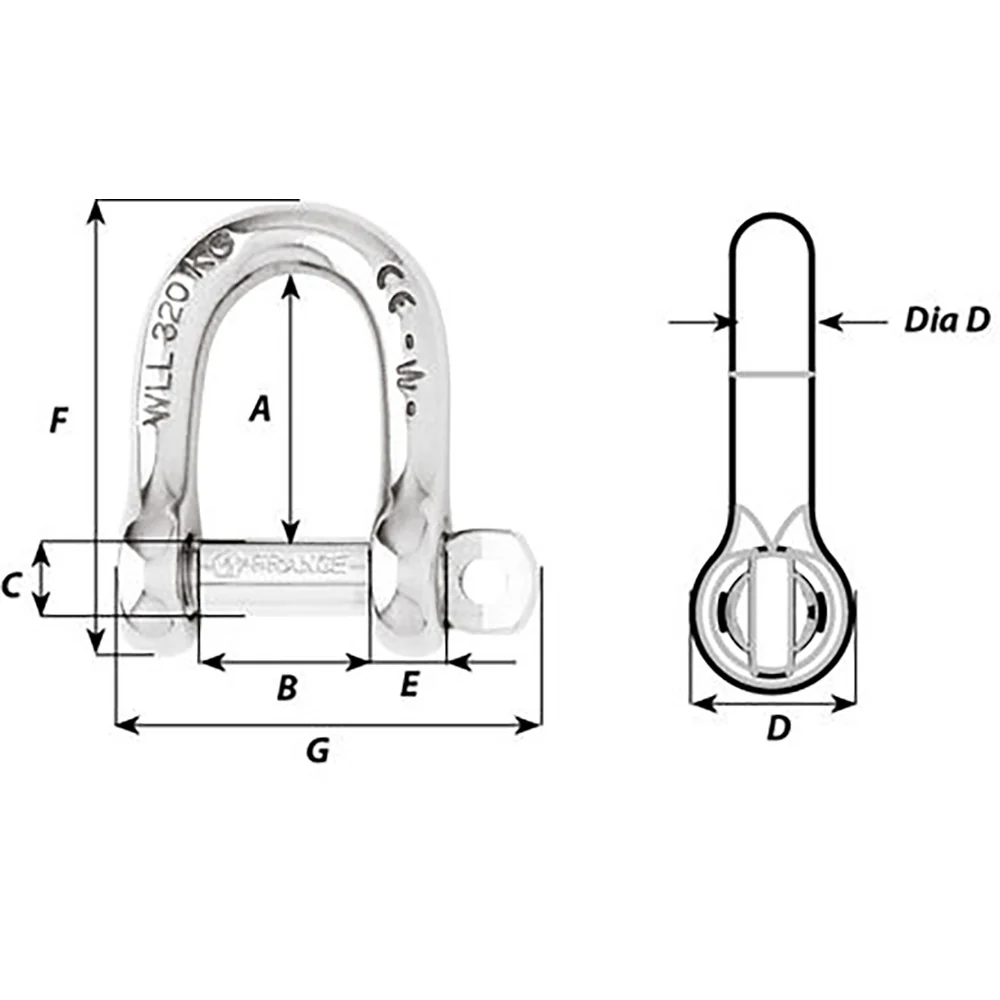 Wichard Not Self-Locking D Shackle - 14mm Diameter - 9/16" [1207W] - Image 2