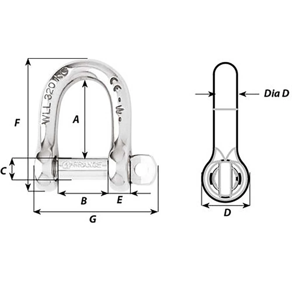 Wichard Self-Locking D Shackle - Diameter 5mm - 3/16" [1202W] - Image 2
