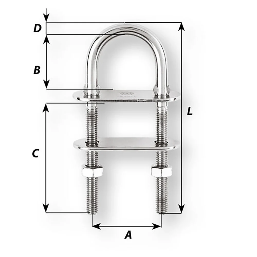 Wichard U-Bolt Pad Eye - 10mm Diameter - 25/64" - 90mm Length - 3-35/64" [6515W] - Image 2